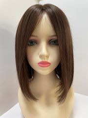 フルウィッグ人毛100%人毛ウィッグ医療ウィッグボブストレート広い頭皮