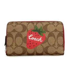 コーチ 二つ折り財布 いちご　シグネチャー　レザー　PVC チャーム　刻印 COACH コーチ 財布 二つ折り財布 FCAP04 FCAP02 FCAP01
