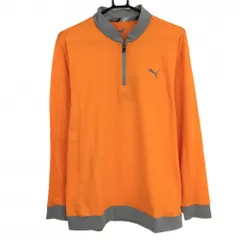 ★値下げ★【新品】プーマゴルフ 長袖ハイネックシャツ オレンジ×ライトグレー DRYCELL ハーフジップ メンズ US-S ゴルフウェア PUMA