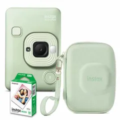 (フィルム10枚・カメラケースセット)富士フィルム　チェキリプレイC　グリーン チェキカメラ INS LIPLAY C GREEN VN