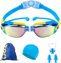 ゴーグル 水泳 子供 キッズ プール スイミングゴーグル 幼児対応 くもり止め UVカット 3歳から15歳まで使える 水中メガネ 水中眼鏡 小学生 耳栓 ノーズクリップ セット 収納バッグ 保育園　幼稚園 中学生 海水浴 男の子 女の子 ネオプレン 衝撃耐性