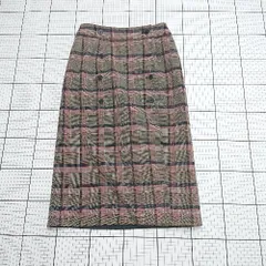◇ ⊇ any SIS エニィスィス チェック柄 カジュアル 膝下丈 タイト ラップスカート サイズ1 ブラウン系 レディース E  【1508060025869】