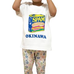 spam キッズ シャツ ホワイト 缶 tシャツ spamt 男の子 女の子 kids スパム ご当地シャツ 沖縄 限定
