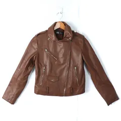 ザラ ライダースジャケット アウター ショート丈 レディース Mサイズ ブラウン ZARA 【中古】