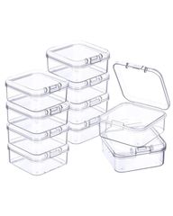 【数量限定】蓋付き 透明 ミニケース 正方形 プラスチック ビーズ収納 小物収納ケース パーツ収納 小物入れ アクセサリーケース 5.5×5.5×2cm 小分けケース 10個セット サムコス