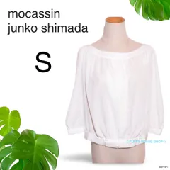 ★美品★ mocassin junko shimada ジュンコシマダ トップス　ブラウス　7部袖　シフォン  ホワイト 送料無料　古着　レディースのサムネイル