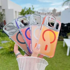 iPhone17 promax スマホケース アクリル素材 携帯ケース アイフォンケース 黄ばみ防止 金属レンズスタンド カバー 耐衝撃 レンズ全面保護 マットケース 半透明 衝撃吸収 ワイヤレス充電対応 角度調整可能 送料無料 スタンド付き