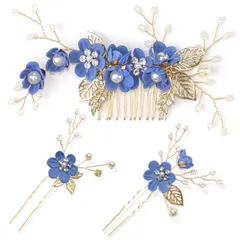 人気商品　和風 ウェディング 結婚式 卒業式 成人式 発表会 浴衣 小物 着物 ヘアピン 花 パール 3点セット ヘッドドレス かんざし 和装 大人 ヘアアクセサリー 髪飾り [huazontom]