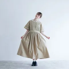 【SALE セール】MAGALI | コットンリネン・ファナージュ・クラシックワンピース (mocha) | ワンピース マガリ