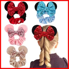 特価商品キッズ 大人 女の子 おしゃれ ヘアアクセサリー 女性 ボリューム レディース 髪ゴム ヘアシュシュ 髪飾り 誕生日用 髪留め かわいい カラフル ヘアバンド ヘアゴム コスプレ 伸縮性のある マウスのミミ パーティー ４個セット 遊園地 シュシュ ミ