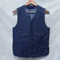 Sanca サンカ SATIN HUNTNG VEST 高密度 コットン バックサテン マルチポケット ハンティング ベスト size.2 (M) ネイビー 定価17,850円