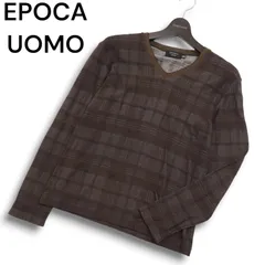 EPOCA UOMO エポカ ウォモ 通年★ 長袖 Vネック チェック カットソー ロンTシャツ Sz.46 メンズ 日本製のサムネイル