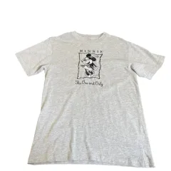 ミッキー ミニーマウス 刺繡 グレー 半袖Tシャツ ( M )