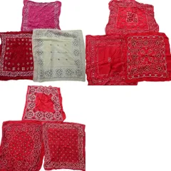 古着卸 まとめ売り ファストカラー バンダナ 小物 9枚セット (ユニセックス ) 象 レッド 赤 ペイズリー ピンク イエロー 中古 古着 NA8442