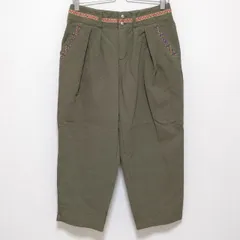 状態良好◎【TITICACA】チチカカ ワイド パンツ カーキー色 サルエル エスニック アジアン アウトドア キャンプ ワーク アメカジ チノパン スポーツ ネイティブ 個性派 お洒落 レディース ウーマン 女性 サイズL / M4696j