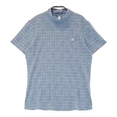 サイズ：L ADIDAS GOLF アディダスゴルフ IM8091 モックネック 半袖 Tシャツ 総柄 ブルー系 [240101280511]# ゴルフウェア レディース ストスト