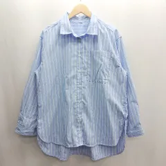 ◇ ⊇ AZUL BY MOUSSY ストライプ柄 長袖 シャツ サイズF ライトブルー ホワイト系 レディース E  【1501230000147】