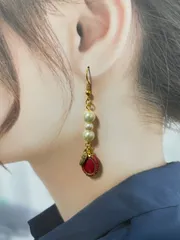 秋色 ボルドー ピアス