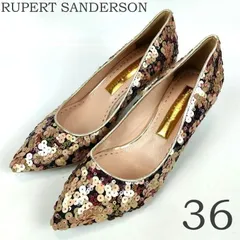 ほぼ未使用 Rupert Sanderson ルパートサンダーソン パンプス サイズ36 スパンコール ゴールド ハイヒール パーティー 結婚式 派手 お洒落 高級 ブランド レアのサムネイル