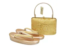 草履バッグセット No.632 留袖 結婚式【正絹帯地/ゴールド台/ＬＬサイズ/合皮製品/正装向き/お茶席/結婚式/送料無料/日本製品】