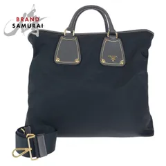 美品 PRADA プラダ テスート サフィアーノ ブラック ゴールド金具 ナイロン/レザー トートバッグ ショルダーバッグ 2way メンズ 411171【中古】