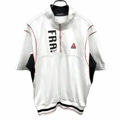 古着 le coq sportif GOLF COLLECTION ルコックスポルティフ ゴルフコレクション カットソー ハイネック ハーフジップ 半袖 裾リブ ポリ100% M ホワイト 白×赤×黒 メンズ