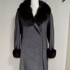 ✨️新品未使用✨️ルイ・フェローのブルーFOX襟付きカシミヤロングコート✨️