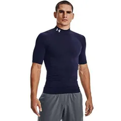 アンダーアーマー(UNDER ARMOUR) コンプレッションウェア ヒートギアアーマー モック 半袖 メンズ 1372586 ミッドナイトネイビー/ホワイト XLサイズ