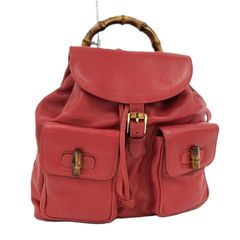 GUCCI バンブー リュックサック バックパック レザー レッド 003.2058
