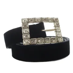 イヴサンローラン YVES SAINT LAURENT ベルト ハトメ ビジューバックル ベロア 黒 ブラック /AN20 ■OHのサムネイル