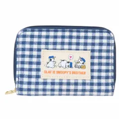 【メール便】スヌーピー 小銭入れ パスケース付きコインケース オラフ ネイビーチェックシリーズ ピーナッツ マリモクラフト カード＆コインケース キャラクター グッズ 