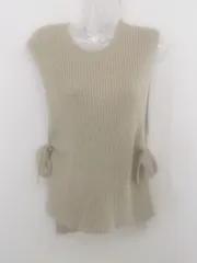 ◇ ikka イッカ サイドリボン ニット ベスト サイズL ベージュ レディース P  【1302010002838】