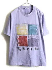 【お得なクーポン配布中!】 90s USA製 ★ リーバイス アート プリント 半袖 Tシャツ ( レディース メンズ L 程) 古着 90年代 Levis ラベンダー プリントTシャツ 紫| 中古 アメリカ製 米国製