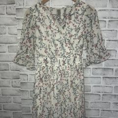 ✨大人可愛い✨ 花柄ワンピース ホワイト×ピンク 春夏 上品フェミニン 膝丈