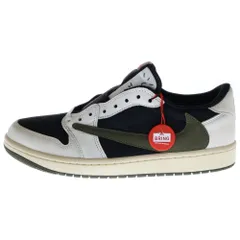 NIKE (ナイキ) WMNS ×TRAVIS SCOTT AIR JORDAN 1 LOW OG MEDIUM OLIVE エアジョーダン 1 ローカットスニーカー ミディアムオリーブ ホワイト US11/28cm DZ4137-106