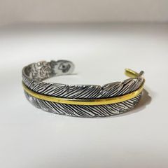 羽根モチーフ フェザー ブレスレット バングル シルバー ゴールド 男女 