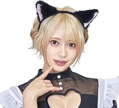 【在庫処分】クリアストーン(Clearstone) コスプレ ハロウィン キャットカチューシャ ふせ耳 ユニセックス ブラック×ピンク