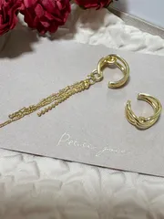 結び目イヤーカフセット｜高級K16GP仕上げ・チェーン付き＆シンプル片耳ペア（ゴールド）