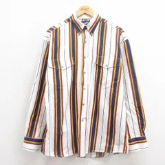 XL/古着 ラングラー 長袖 ウエスタン シャツ メンズ 90s ボタンダウン 紺他 ネイビー ストライプ 25sep17 中古 トップス