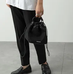 新品、未使用 ジルサンダー ロゴ キャンバス ショルダーバッグ 巾着バッグ リバーシブル 黒