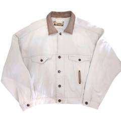 90s OLD GAP ホワイトデニムジャケット 襟レザー オールドギャップ