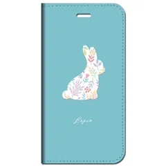 iPhone17 iPhone16  他 手帳型 ケース フラワーうさぎ ミントグリーン ★ iPhone SE 8 13 12 他 iPhone各機種対応可能 スマホケース ★ 62