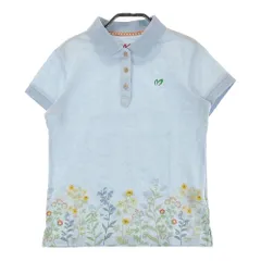 サイズ：0 MASTER BUNNY EDITION マスターバニーエディション  半袖ポロシャツ 花柄 ブルー系 [240101349107]# ゴルフウェア レディース ストスト