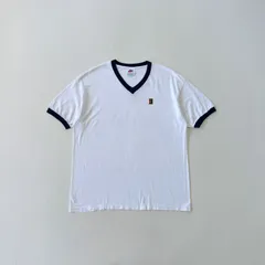 USA製　90s NIKE リンガーTシャツ　ワンポイント刺繍 ホワイト　銀タグ 775 D5