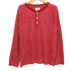 アバクロンビー＆フィッチ 長袖Ｔシャツ ヘンリーネック トップス メンズ XSサイズ レッド系 Abercrombie&Fitch 【中古】