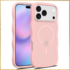 ☆彡送料無料でお届け☆彡Size:iPhone 17 pro max 用_Color:ピンク iPhone 17 Pro Max 用 ケース 耐衝撃 アイフォン 17 pro max カバー スマホケース クリア 波型 マグネット搭載 Magsafe 対応 衝
