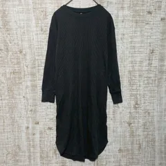 UNIQLO ユニクロ　レディース　ワンピース　ロングワンピース　Tシャツワンピース　長袖　クルーネック　無地　リラックスシルエット　裾ラウンドカット　グレー　Lサイズ　ワッフル生地　普段着　シンプル　カジュアル　s472h392