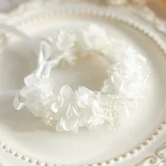 ペット用花冠　　ホワイト　白　犬　猫　うさぎ　花かんむり　アクセサリー　~純白~