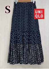 ユニクロ　UNIQLO　PAUL&JOEティアードスカート　花柄ネイビー　Ｓ