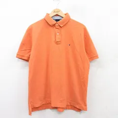 XL/古着 トミーヒルフィガー 半袖 ブランド ポロ シャツ メンズ ワンポイントロゴ 鹿の子 オレンジ 25jul14 中古 トップス